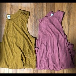 High-Neck Rib-Knit Tank for Women Set of 2 L